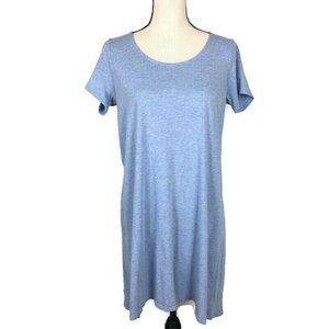Pure Jill A Line Elliptical Dress Size Small Petite Light Blue Short Sleeve PJs